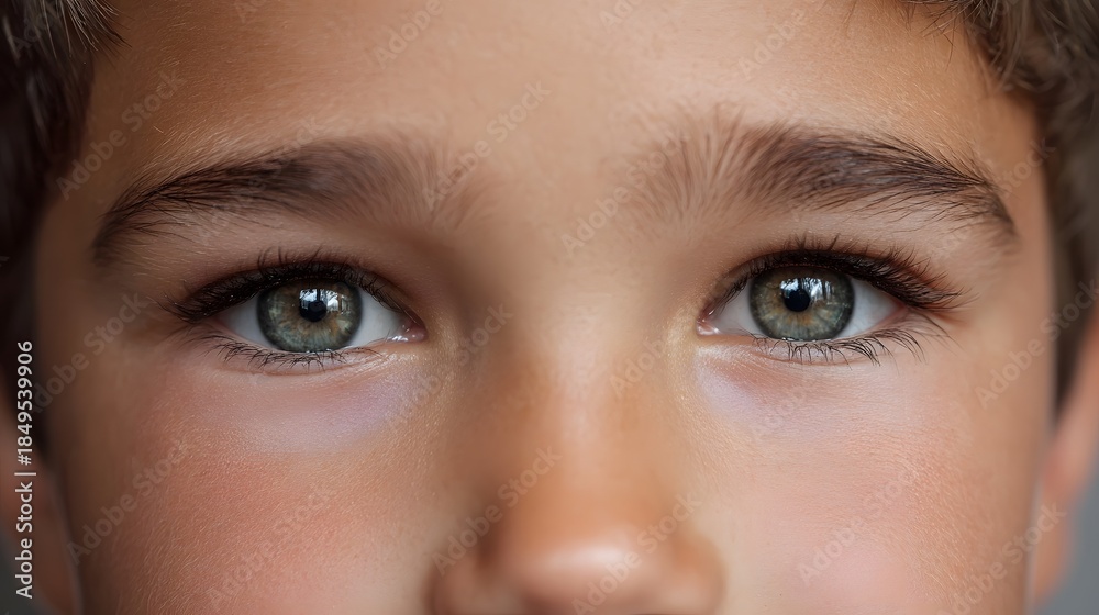 Naklejka premium Close up portrait of a young person s expressive green hazel eyes capturing natural detail and subtle emotion