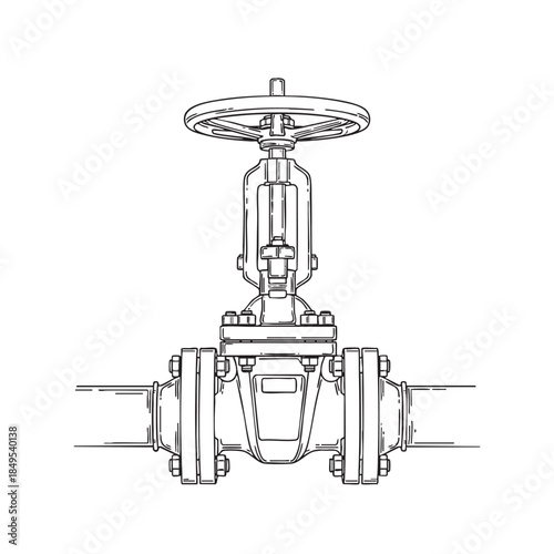 Industrial Water Valve Isolated on Transparent Background