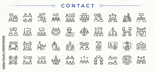 Contact Book icon set. Office perfect for logos and infographic. Minimalist icons collection. Directory icon set. Editable vector. Pixel perfect.