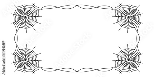 Halloween spider web border design for party invitations Vector, illustration
