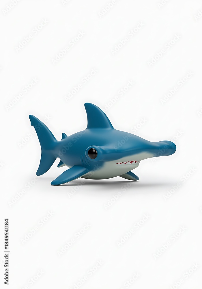 Fototapeta premium Isolated blue hammerhead shark toy on white background