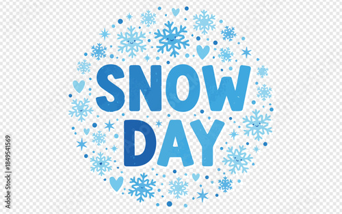 Snow Day - Blue Snowflakes and Hearts Design