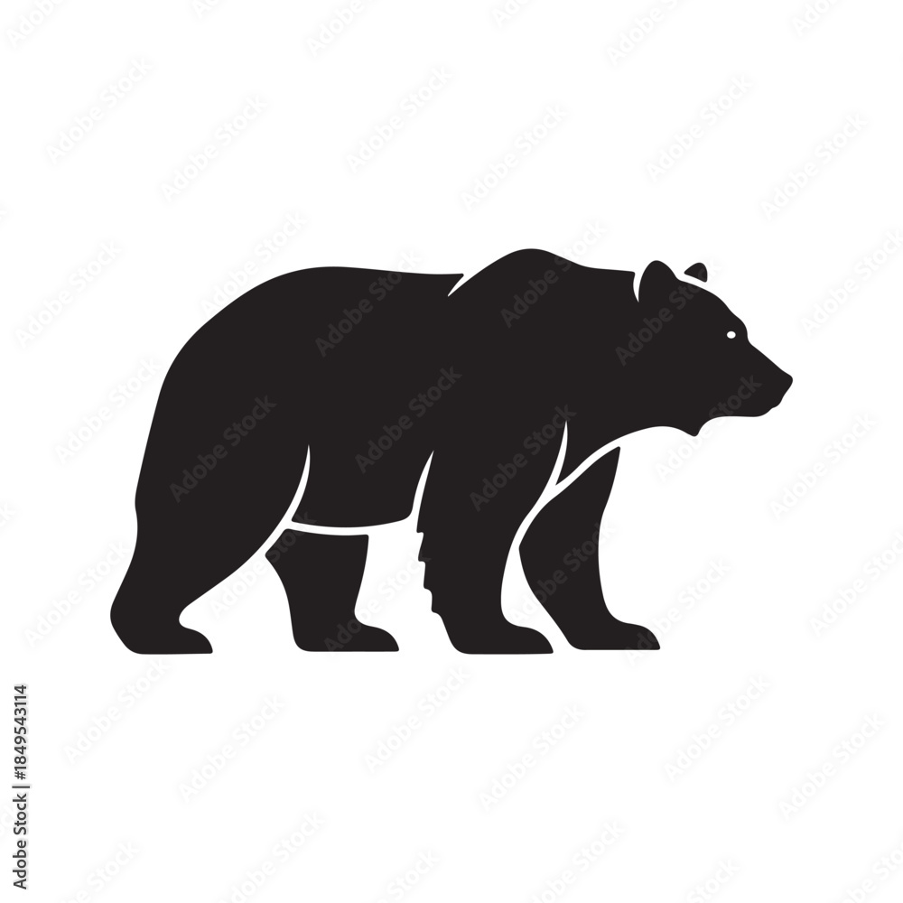 Fototapeta premium Black Bear Grizzly Bear Silhouette Vector Graphic