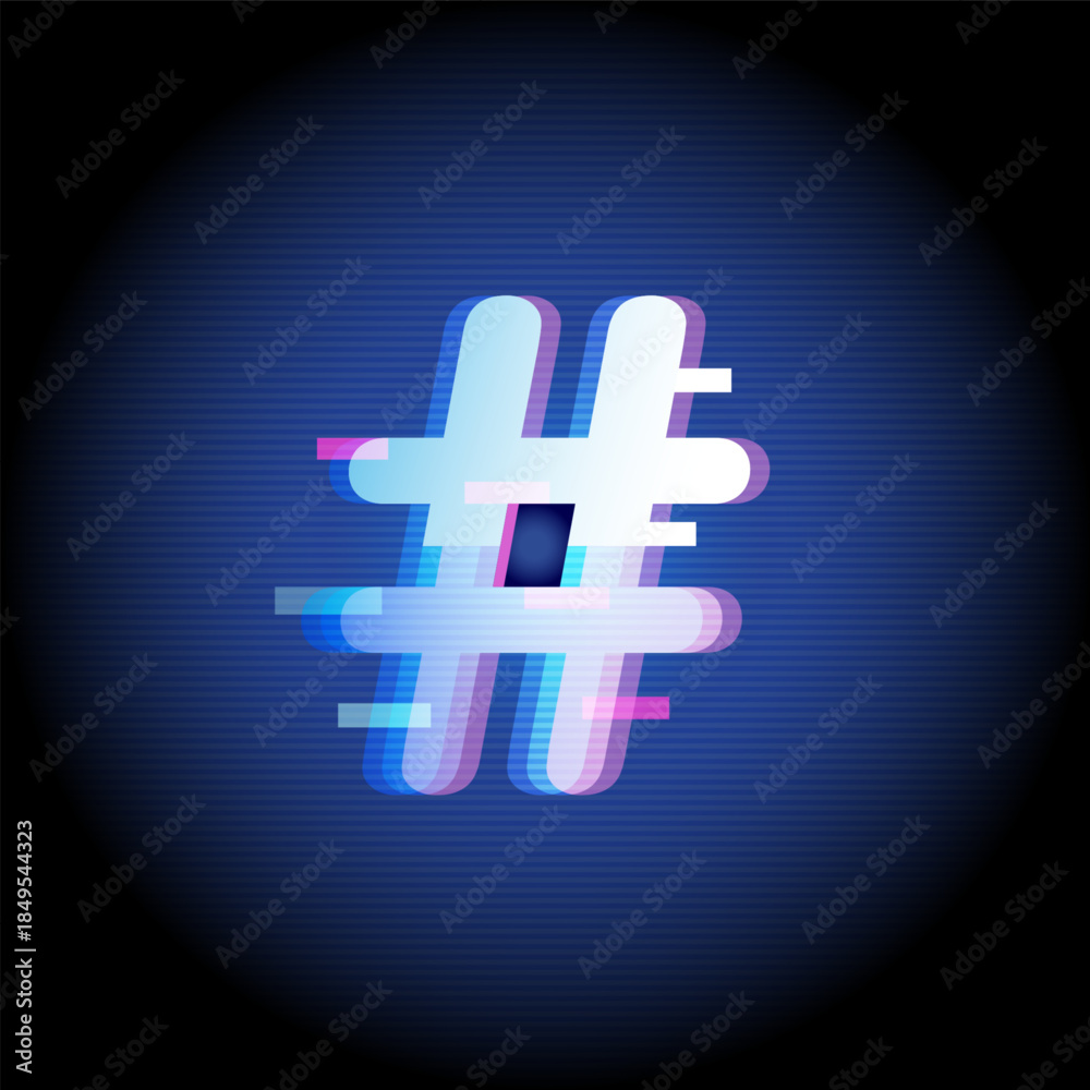 Fototapeta premium Hashtag Glitch Technology Background Social Media