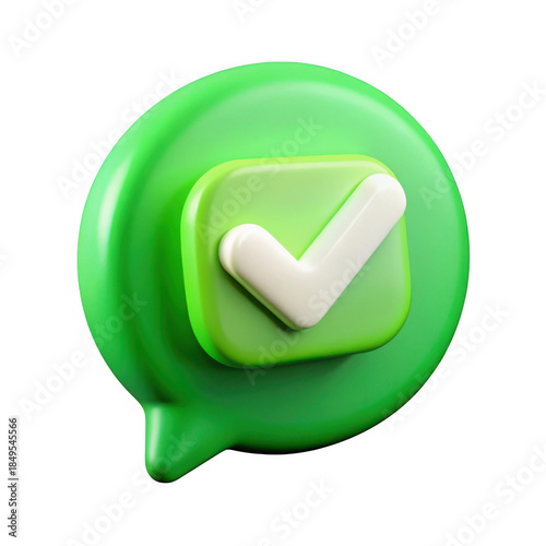 3d Green checkmark message icon isolated isolated on transparent background