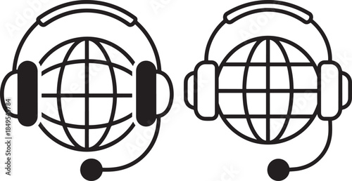 Global customer support silhouette with earth and headset