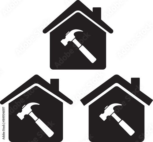 Handyman service silhouette logo for home maintenance repair