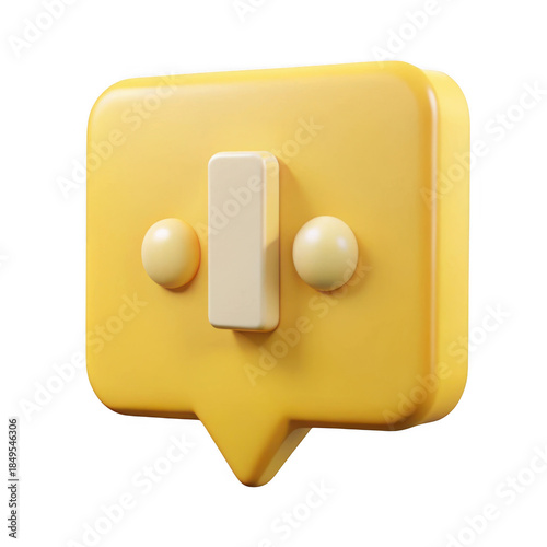 3d Yellow speech bubble 3d render isolated isolated on transparent background
