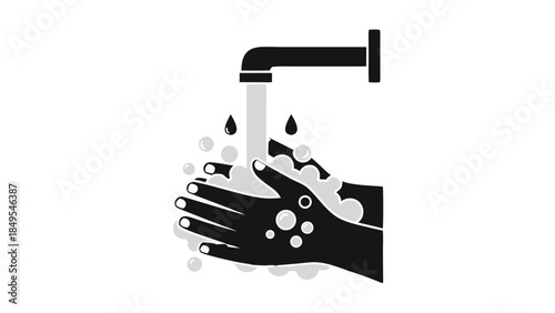 vector illustration of water tap with water drops