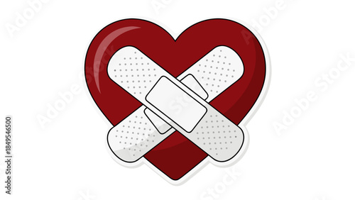 red heart with bandage