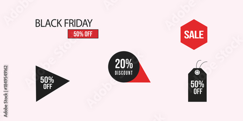 Black friday sale tags and discount labels collection
