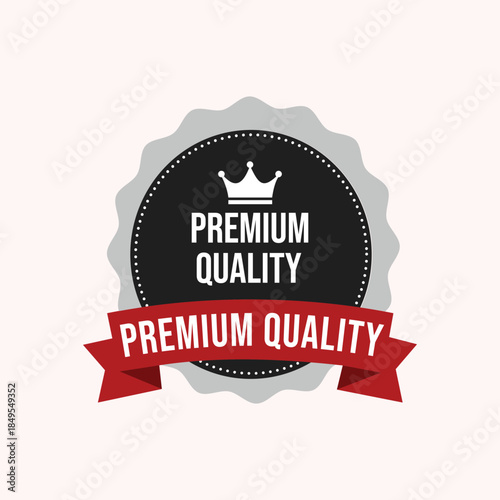 Premium quality badge with crown and ribbon seal