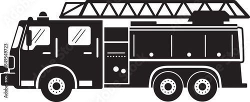 Emergency fire truck vehicle silhouette on a white background