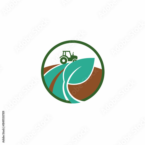 Tractor cultivating field Vector