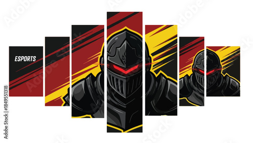 Dark Knight Esports Warrior Multipanel Canvas Art Print for Gamers