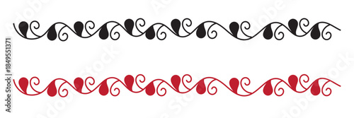 Embroidery stitch pattern sampler. Collection of decorative embroidery and sewing stitches arranged in vertical rows, showing  handmade patterns for textile, craft, and design inspiration.

