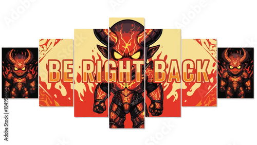 Vibrant Pixel Art Fiery Demon Be Right Back Gaming Stream Screen