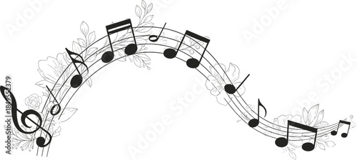 Elegant Floating Notes with Floral Harmony Elements.