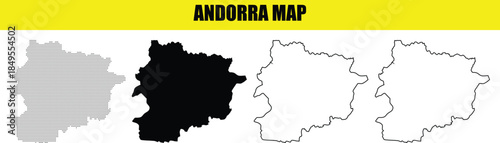 Vector Graphic Set of Country Map Shape in Black, Grey, and Outline Styles