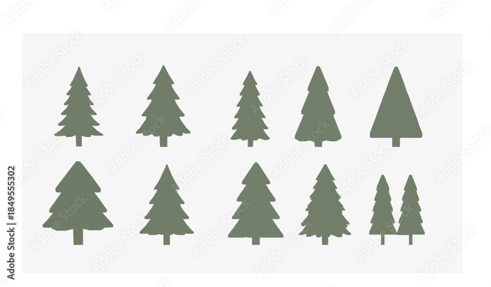 Obraz premium Minimal 3D pine fir and spruce tree cutout vector illustration set