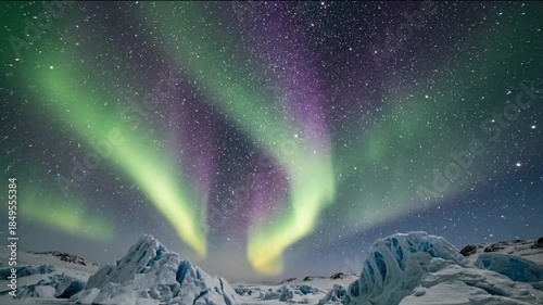Northern Lights Over Frozen Landscape