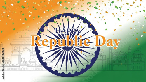 Celebrating India's Republic Day with Patriotism and Pride in Vibrant Orange, White, and Green Colors