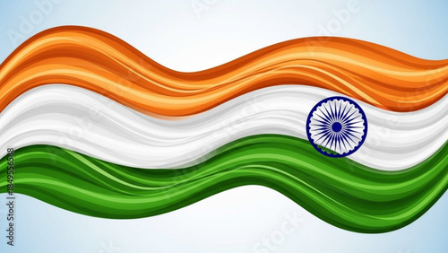 Vibrant Indian Flag Design with Orange, White, and Green Colors, National Symbol Ashoka Chakra