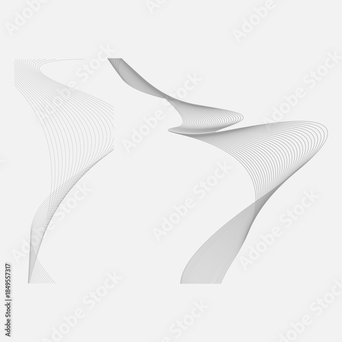 Abstract Geometric Lines Set Collection Wavy Style