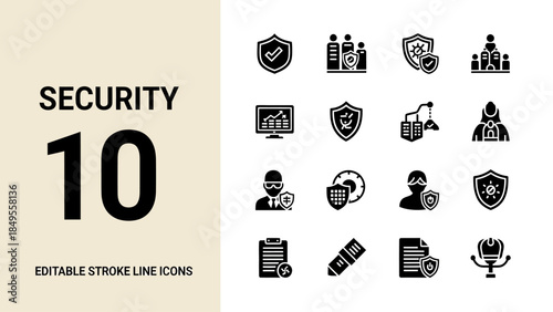 Security Icons Collection Representing Protection and Safety Measures.
