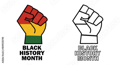 Clenched fist with Pan-African flag colors for Black History Month isolated vector