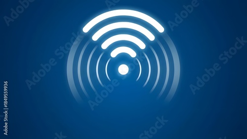 WiFi Signal Icon on Blue Background.
