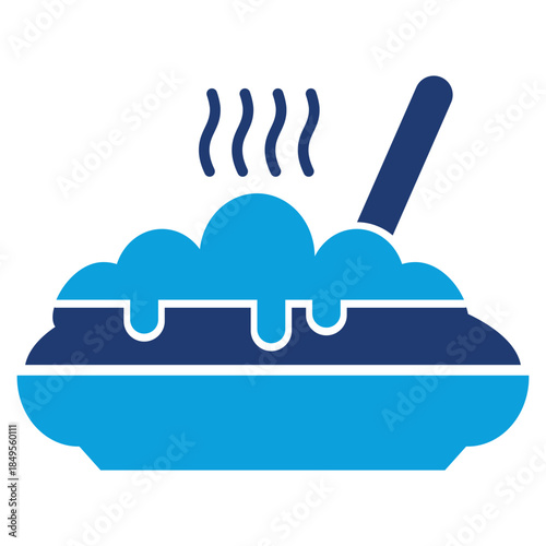 Mashed potatoes flat blue icon