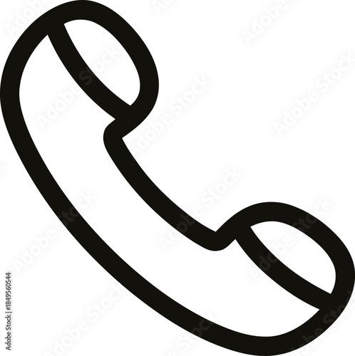 Simple line art icon of a telephone handset for communication and contact