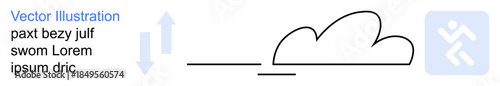 Technology, data transfer, cloud computing, networking, system connectivity, and online services. Abstract cloud with arrow icons. Technology and data transfer concept
