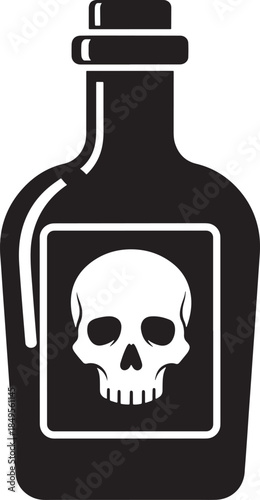 Bottle of poison dangerous potion silhouette black and white