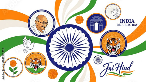 Celebrating India's Republic Day with Patriotism and Pride in Vibrant Orange, White, and Green Colors