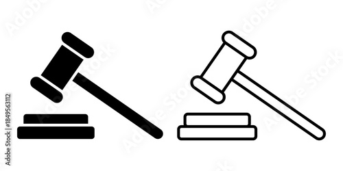 Vector illustration of Gavel icon set isolated on transparent background