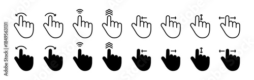 Vector illustration of Hand Navigation icon set isolated on transparent background