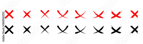 Vector illustration of Cross icon set isolated on transparent background