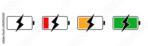 Vector illustration of Battery icon set isolated on transparent background