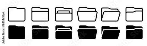 Vector illustration of Folder icon set isolated on transparent background