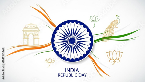 Celebrating India's Republic Day with Pride and Patriotism through Vibrant Colors and National Symbols