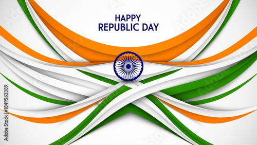 Vibrant Republic Day Celebration Background with Indian Flag Colors and Ashoka Chakra Symbol