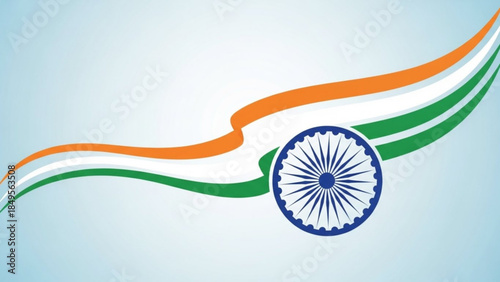 Vibrant India Republic Day Celebrations with Tricolor Flag Elements and Ashoka Chakra Symbol