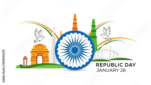 Celebrating Republic Day India 26th January with Patriotism and Pride National Flag Symbols