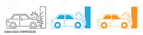 car side crash icon Black line art vector. car, crash icon. Element of car accident and parking icon for mobile concept and web apps. Detailed car, crash icon can be used for web and mobile.