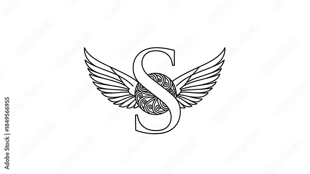 Obraz premium Elegant winged letter s logo design