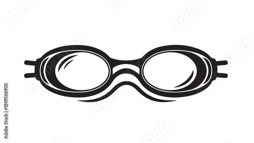 Swimming Goggles Modern Minimalist Black Silhouette Isolated on White for Sports Branding