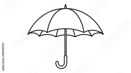 Umbrella Icon in Simple Line Art Style with Black Outline on White Background for Weather Symbol