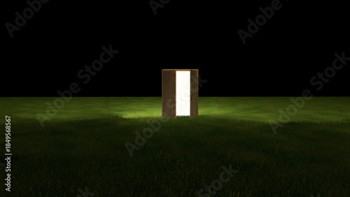 Door of Light in the Dark – Liminal Space 3D Render